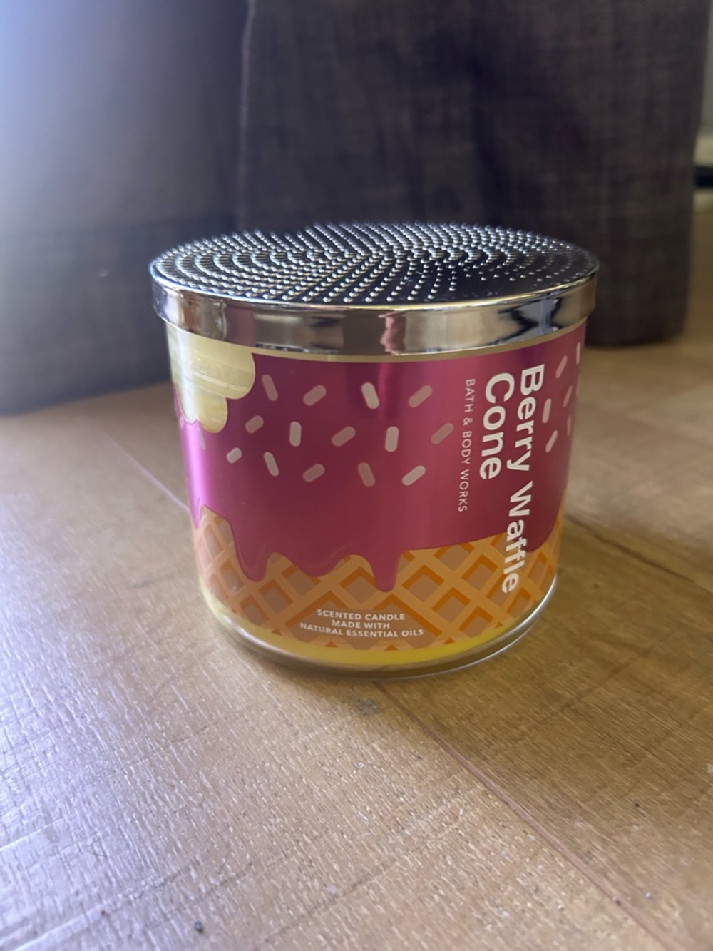 Bath & Body Works Berry Waffle Cone Candle - Pink & Gold
